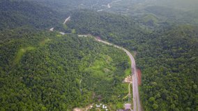 4K video resolution over view image from drone flight  over countryside at southern Thailand background