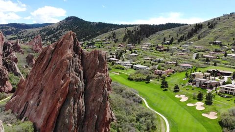 Littleton Arrowhead neighborhood homes and golf course, Breathtaking small town in Colorado, USA 4k