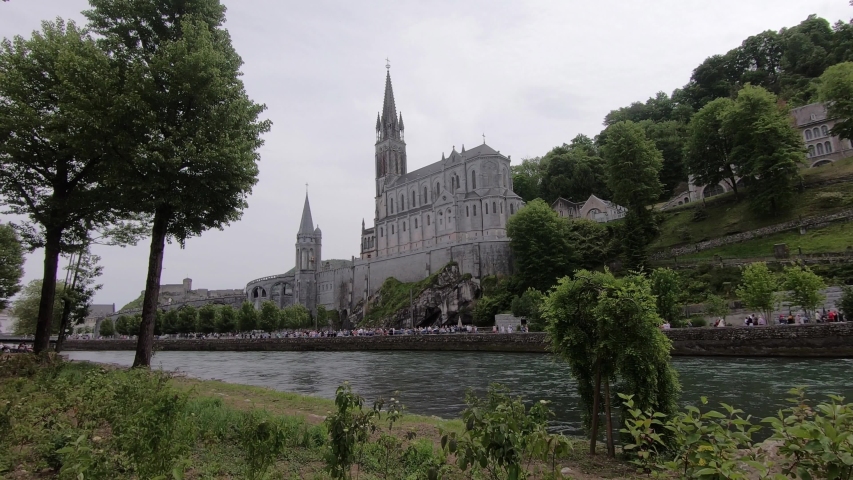 View of the basilica of Lourdes in France