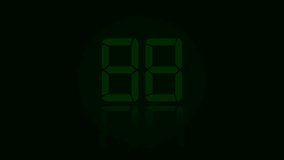video animation - digital display in green with a countdown from 30 to zero and stops and flashes at zero