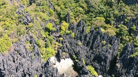 Drone footage Philippines Palawan El Nido Island with Beaches and Cliffs