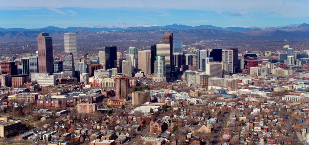 Denver Colorado Skyline & Cityscape by Aerial Drone