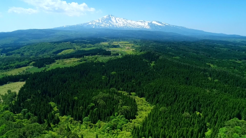 Aerial Shot of Mt. Chokai & Oyachi Pond at Akita Prefecture