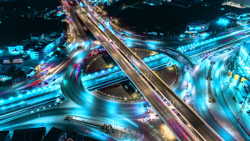4K, Time lapse Fast speed car in the road in circle and intersection  and expressway, motorway and highway | Shutterstock HD Video #1031221760