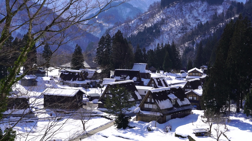 Ainokura village in winter snow, Gokayama region, Japan.