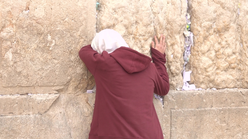 women man prays at the Kotel, Western Wall
jewish, religious, requests, forgiveness