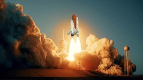 Realistic 3D Animation of Space Shuttle launching in slow motion. Elements of this video furnished by NASA.