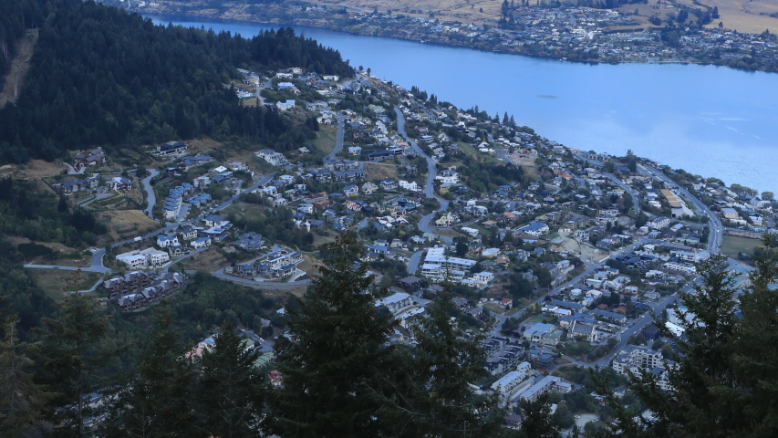 Day to night timelapse scene of Queenstown, New Zealand 4K