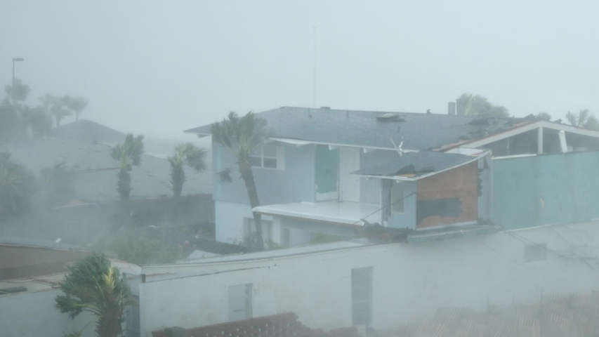 Category 5 Hurricane Michael Wind Rips Homes Apart Royalty-Free Stock Footage #1031249690