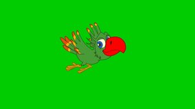 Cartoon Parrot flying side view video