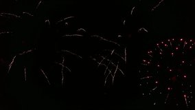 Beautiful fireworks show on Independence day. 4K clip of wonderful of fireworks for background. Magnificent holiday fireworks in celebration concept close up.