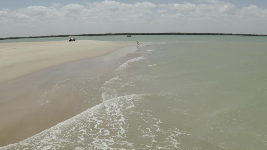Aerial image of a beautiful river. City of Galinhos. Rio Grande do Norte - Brazil