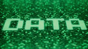 Flashing hexadecimal symbols on a green computer screen compose DATA word. Loopable 3D animation - Powered by Shutterstock - Get 15% off with code: PIKWIZARD15