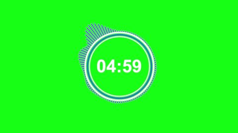 five minute neon countdown, chroma key