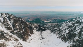 Wonderful Oko Lake. Nature Of Poland. Famous Tatra Mountain. Panoramic Perspective. Aerial View.