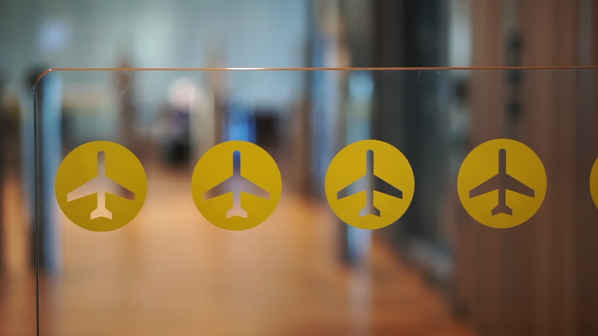 Airtport Abstract Boarding Gate With Yellow Plane Sticker Icon