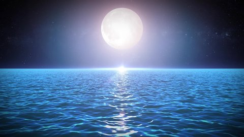 Seascape In The Moonlight Background/
4k animation of loopable night ocean landscape with beautiful moonlight, water waves texture and starry sky