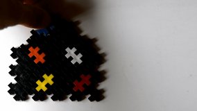 Ended house shape with blue piece of puzzle on the white background - Real Time in 4K 
 - Powered by Shutterstock - Get 15% off with code: PIKWIZARD15