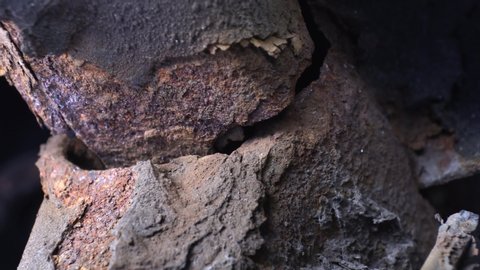 Rust and corrosion from road salt and cracked vehicle frame