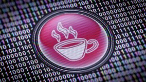 Coffee icon. Binary code ( array of bits ) in the screen. Looping footage with Prores4444. Illustration. - Powered by Shutterstock - Get 15% off with code: PIKWIZARD15