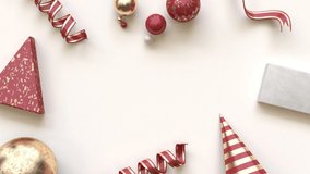 red gold white geometric shape object group set flat lay scene christmas holiday celebration concept 3d render - Powered by Shutterstock - Get 15% off with code: PIKWIZARD15