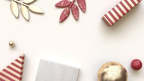 red gold white geometric shape object group set flat lay scene christmas holiday celebration concept 3d render - Powered by Shutterstock - Get 15% off with code: PIKWIZARD15