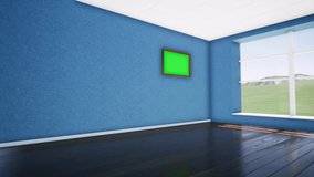 Photo frame hanging on wooden wall, horizontal. Tracking. 4k - Powered by Shutterstock - Get 15% off with code: PIKWIZARD15