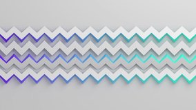 Abstract 3d render of background with zigzag shapes, motion design, 4k seamless looped video