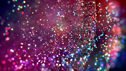multicolored particles like confetti or spangles float in a viscous liquid and glitter in the light with depth of field. 3d abstract animation of particles in 4k. luma matte as the alpha channel. 29