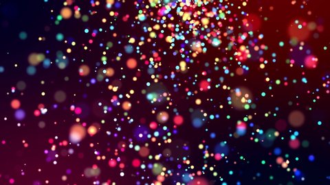 multicolored particles like confetti or spangles float in a viscous liquid and glitter in the light with depth of field. 3d abstract animation of particles in 4k. luma matte as the alpha channel. 24