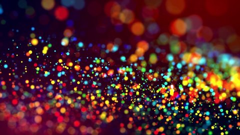 multicolored particles like confetti or spangles float in a viscous liquid and glitter in the light with depth of field. 3d abstract animation of particles in 4k. luma matte as the alpha channel. 3