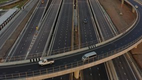 Footage from drone camera transportation interchange freeway motorway logistics connecting the city concept aerial view and movement from drone camera clip video Thailand  