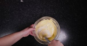 Reverse Clip Of Lady Mixing In Every Bit Of Flour To Cake Batter To Be Able To Make It Thick And Creamy 4K 30FPS - Batter, Sweet