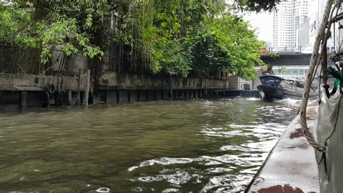 Bangkok,Thailand - June 12,2019 : The Saen Saep express boat service is a water bus operating on the Saen Saep canal in Bangkok