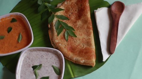 Rotating masala dosa,South Indian meal Set Dosa ,sambhar and coconut chutney