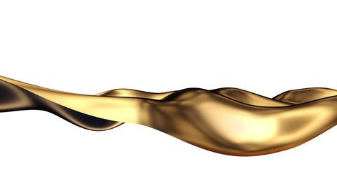 Abstract 3d liquid computer render gold material. 4k seamless looping footage. 