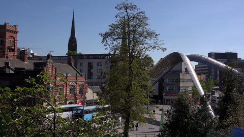 Coventry, West Midlands / England - June 02 2019: The city has two universities, Coventry University in the city centre and the University of Warwick on the southern outskirts. Modern architecture UK 