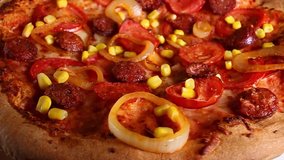 Home made pizza closeup fast food