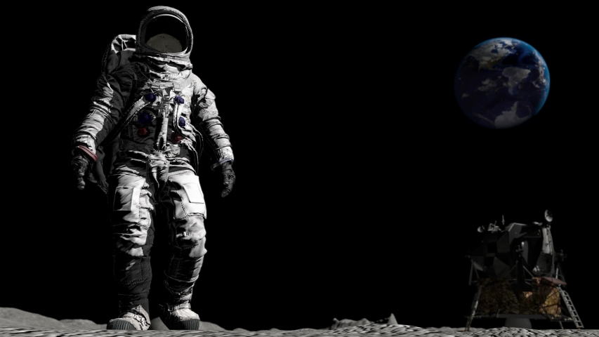Astronaut walking on the moon.
