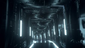 Sci-fi tunnel or spaceship corridor. Abstract background. Futuristic interior. Motion design template. 3d loop animation. Dynamic composition. 4K UHD