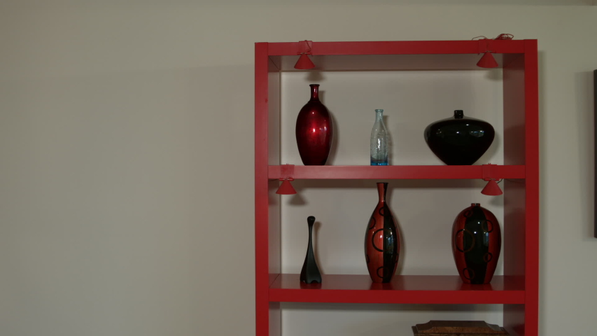 Background 4K Contempory Shelf with Art Vases