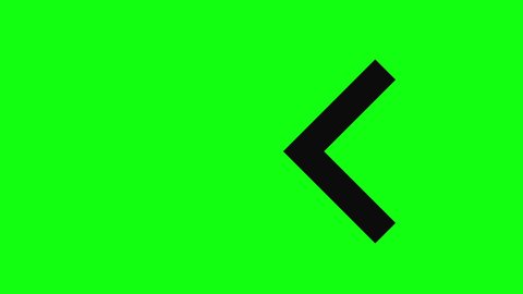Black arrow icon isolated on green screen background. Trendy arrow sign in flat style for website. Creative left arrow with intermittent movement, scrolling through the all chroma key. Animation