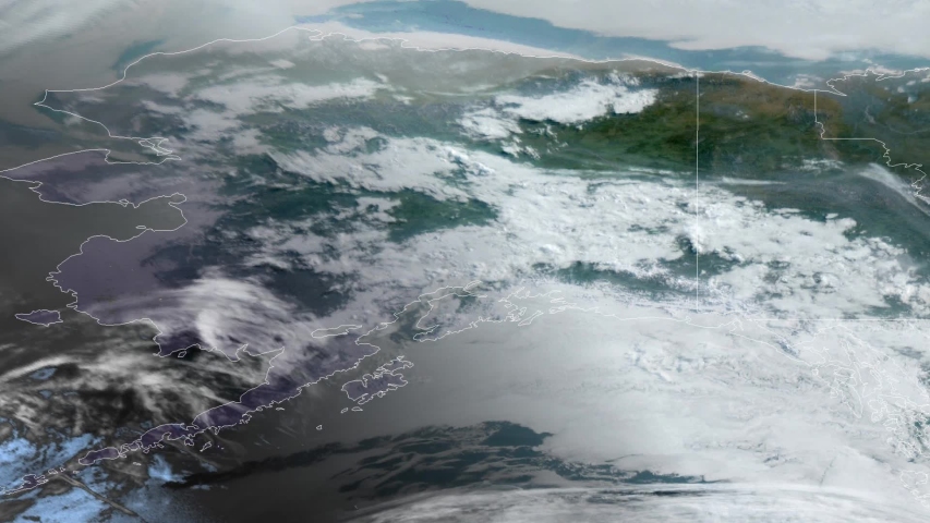 Visible Satellite imagery time-lapse animation of the American State of Alaska in June of 2019. 

Raw Imagery used in the creation of this animation is provided publicly by NOAA