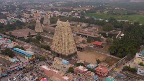 Ekambareswarar temple in Kanchipuram, India, 4k aerial drone