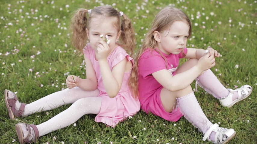two lovely little girls pink smiling Stok Videosu (%100 Telifsiz) 103151057...