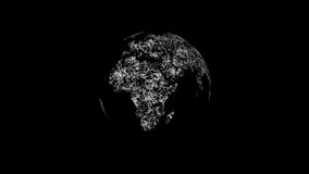 Video rotation of planet earth on a black background. 3d rendering abstract globe with particles and plexus structure.