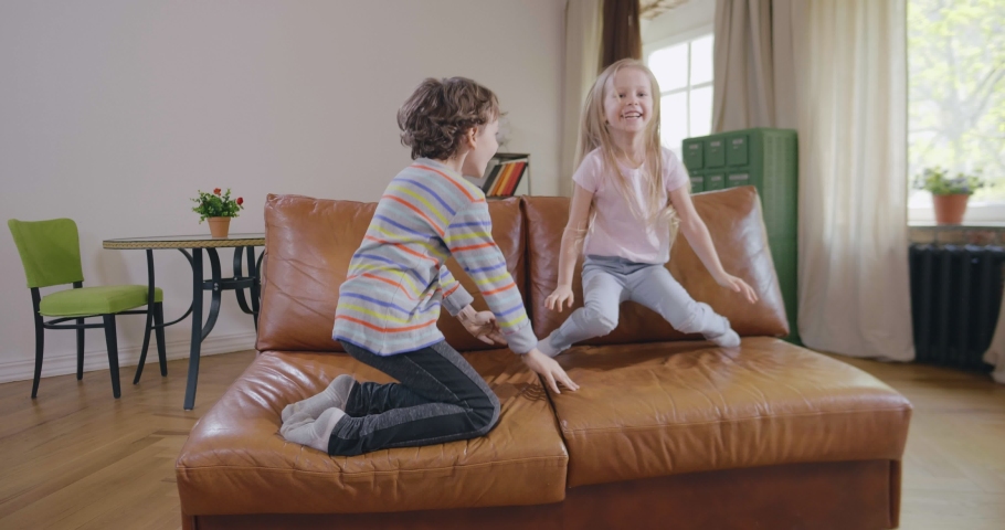 leather couch with kids