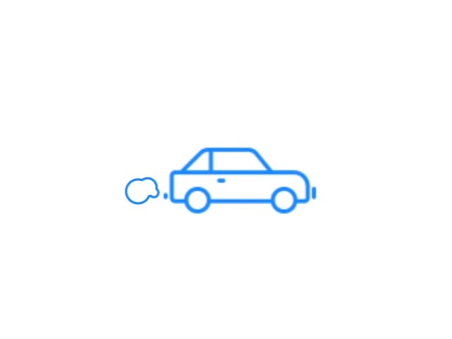 Car icon, blue color, illustration.