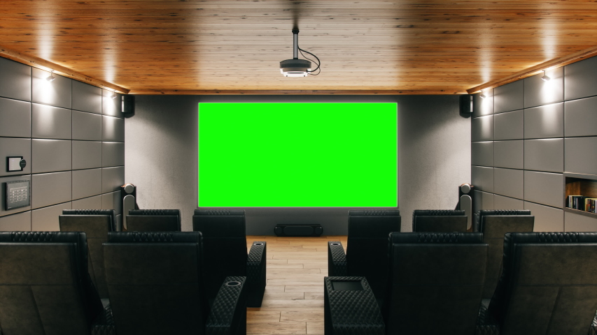 Private Home Cinema Room With Green Screen