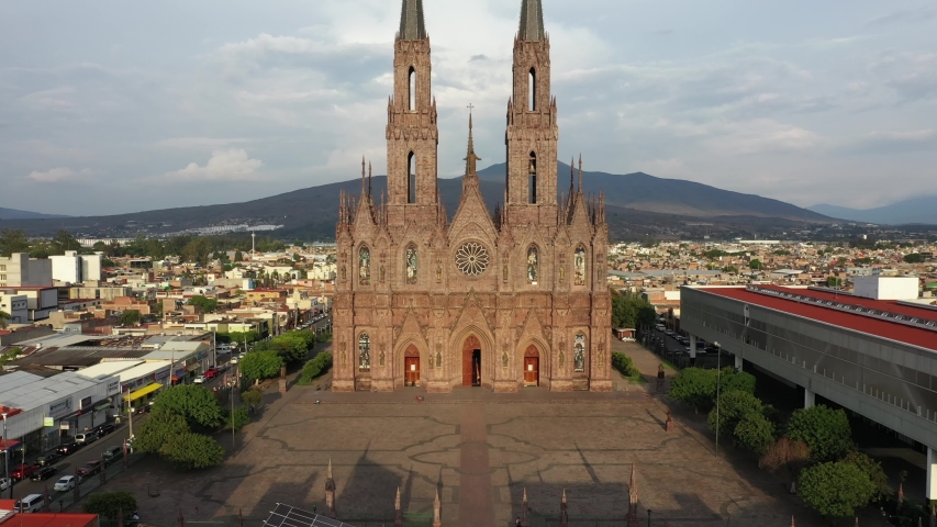 zamora michoacan church town mexico aerial Stock Footage Video (100% ...